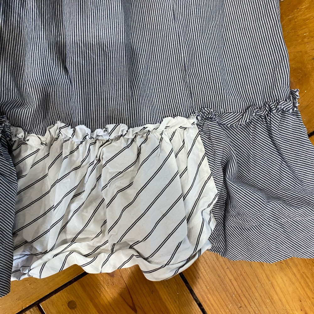 Striped Blue & White Sleeveless V-Neck Dress - Picture 4 of 5